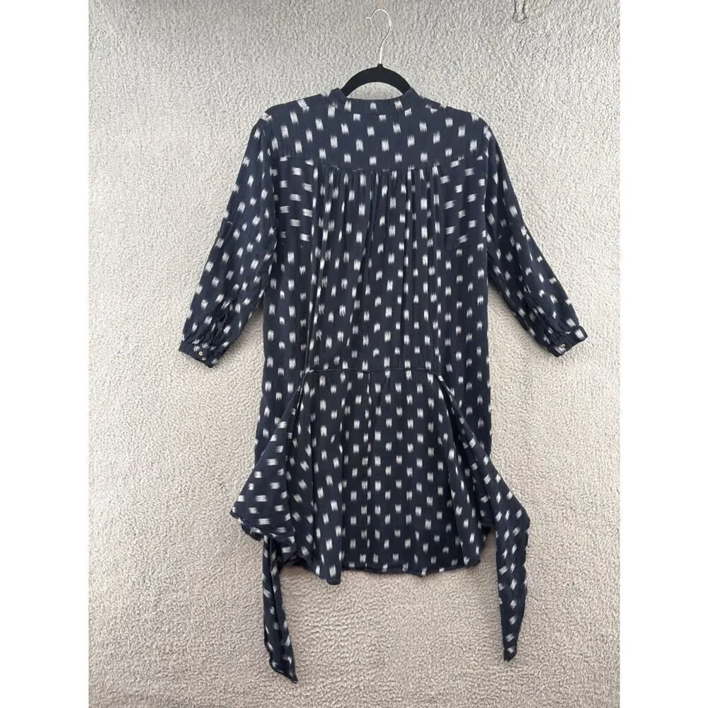 Ulla Johnson Corsica Dress Size 2 Navy Indigo Ikat Cotton Tie Waist Mini